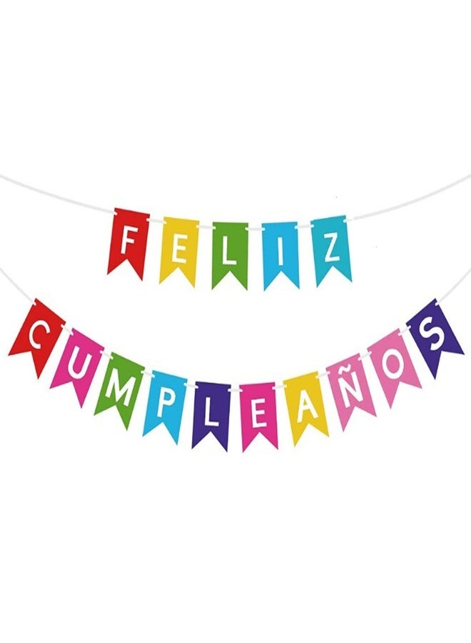 LMGERBUD Feliz Cumpleaños Banner,Colorful Spanish Birthday Bunting Banner for Birthday Party Decorations - Image 1